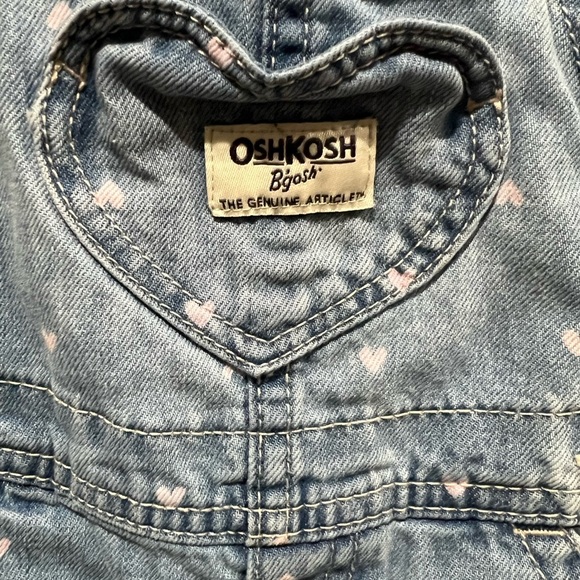 OshKosh B'gosh Blue Heart Pattern Overalls Size 9 months EUC - Picture 3 of 4